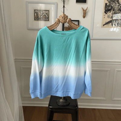 Splendid Thermal Dip Dye Shirt Sweatshirt Blue Green XL-image