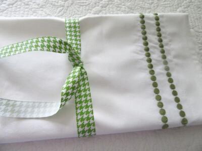 Pottery Barn Pearl Organic Dot Embroidered Celery Green Euro Sham 29 X 29”-image