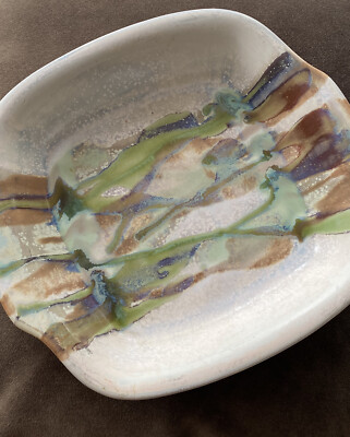 John Wisnewski Pottery  Studio Teal/Brown Bowl Dish The Earth Works Texas-image