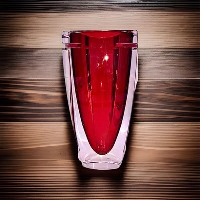 Waterford Crystal Red Metra Square Vase-10