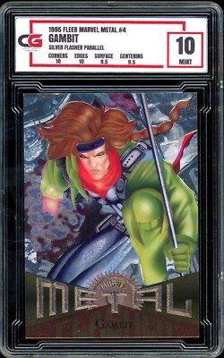1995 Marvel Metal #4 ~ SILVER FLASHER ~ Gambit ~ GRADED CG 10-image