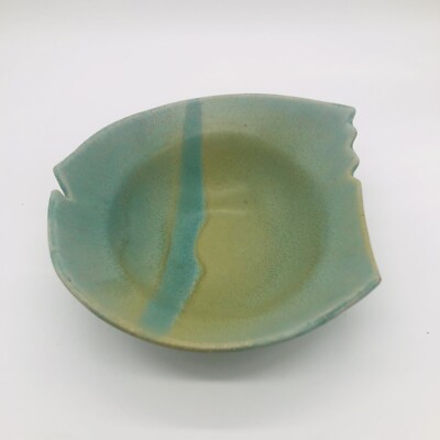 Hand Made Studio Pottery Glazed Fish Shaped Serving/Decorative bowl Signed-image