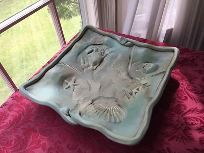  CHAPPELLE signed studio POTTERY  decorative Sea life  PLATTER -image