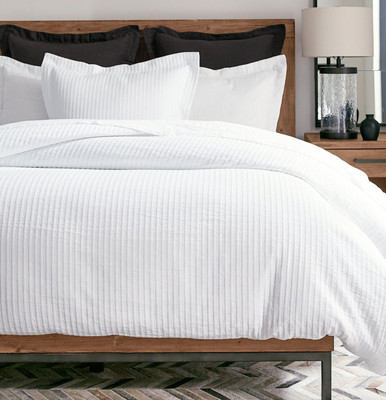 3 Pottery Barn WHITE 26” EURO Striped Metelasse WHITE ORGANIC Cotton QUILTED-image