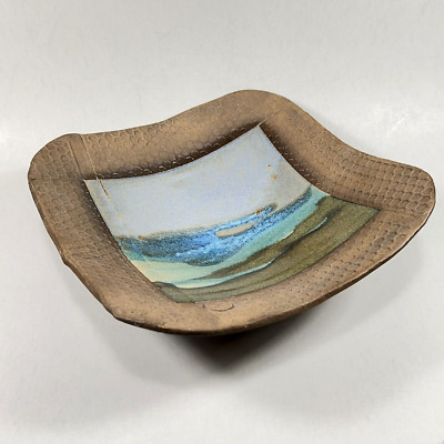 Studio Pottery Footed Console Bowl Mountain Glaze Colorado Art Pottery-image