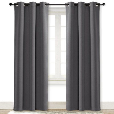 Gray Curtain Blackout Drape Panel 3 Pass Microfiber Noise Reducing Thermal In...-image