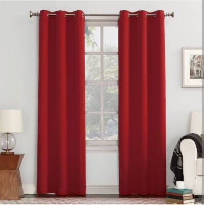 Kenneth Energy Saving Blackout Grommet Curtain Panel - Red - 40 x 84 - Sun Zero-image