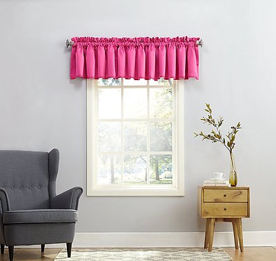 Solid Bold Pink Tailored Window Valance, Rod Pocket, Dimensions: 54