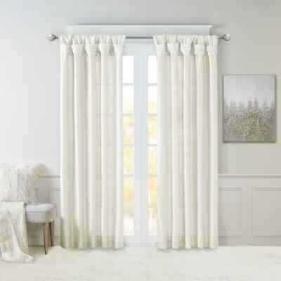 Madison Park Natalie Twisted Tab Lined Curtain Panels White 50