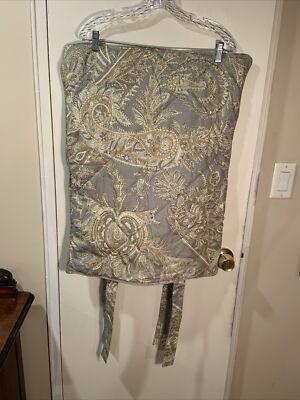 Pottery Barn Gray Quilted Floral Paisley Standard Pillow Sham With Ties-image