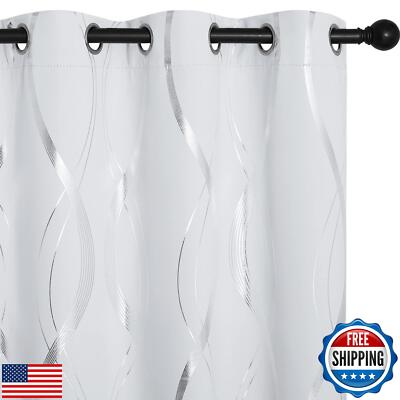 NICETOWN Greyish White Room Darkening Curtain Panels, 2 Panels, 34 by 54, Win-image