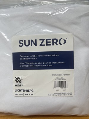 Sun Zero Lichtenbe Blackout Energy Efficient Grommet Curtain Panel 50x 63. White-image