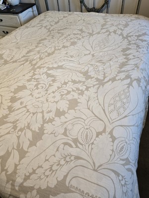Pottery Barn White and Taupe Floral king Duvet 100%Linen -image