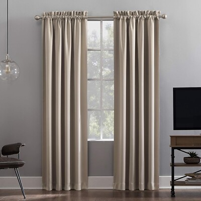 SUN ZERO OSLO THEATER GRADE 100% BLACKOUT ROD POCKET SINGLE CURTAIN PANEL,52x63-image