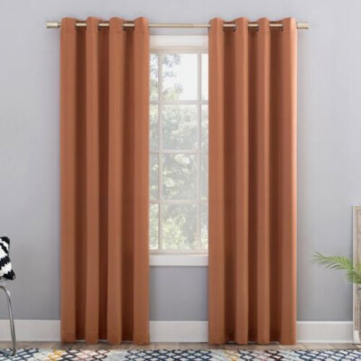 Sun Zero Madison Room Darkening Grommet Curtain Panel Orange 63x54-image