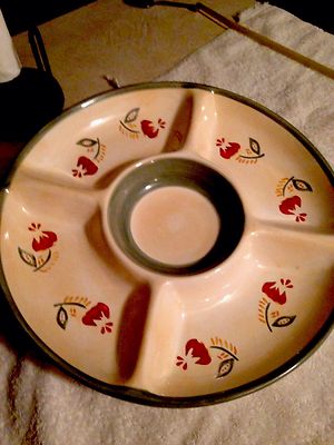 LARGE TUSCANY HAND PAINTED PLATTER ,-CHIP & DIP 15