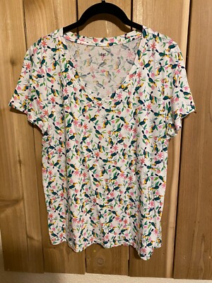 Dip Multicolor short sleeve Top w Birds Size L NWOT-image