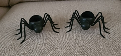 Pottery Barn Spider Iron Candle Tea Light Holder Set of 2 for Halloween!-image