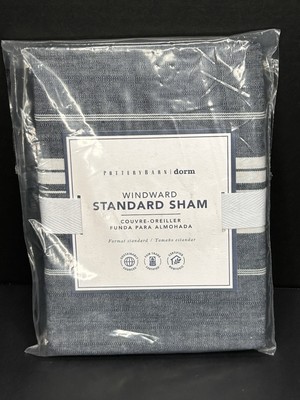 Pottery Barn Teen Dorm Standard Reversible Sham Windward Stripe Dark Navy Blue-image