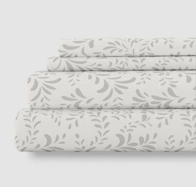 Ienjoy Home Gray Vine Bursts Microfiber 4-Piece Bed Sheet Set, Queen Size-image