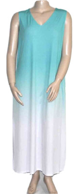 Elizabeth & Clarke Dip-Dye Maxi Dress with StainTech, Mint X-Large A378038-image