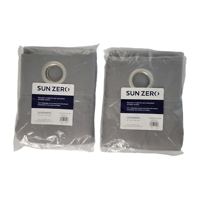 Sun Zero Grey Blackout Panels 84x40 Grommet Energy Saving Curtains Lot of 2 NIB-image