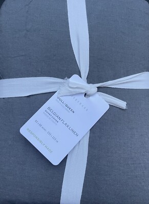Pottery Barn Belgian Flax Linen Double Flange Duvet Cover - Full/Queen Charcoal-image