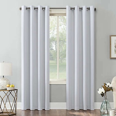 4 Panels Sun Zero 84-Inch Grommet Room Darkening Curtain Panel Dove White NEW-image