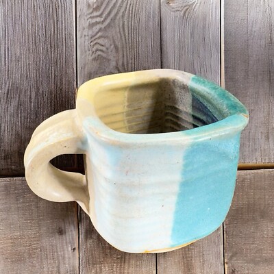Vintage Studio A Hand Made Pottery Stoneware Mug Cup Square Shaped Coffee Mug-image