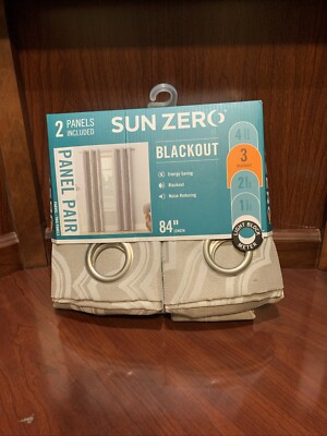 Pair Of Sun Zero 84-Inch Grommet Room Darkening Curtain Panels  Parvel Tan-image