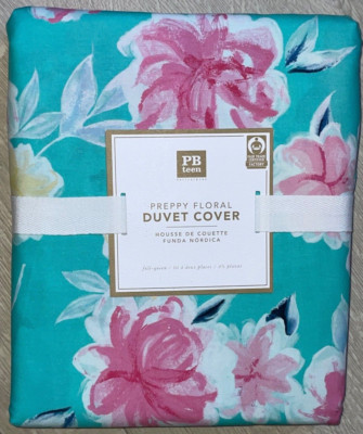 POTTERY BARN...TEEN...PREPPY FLORAL...DUVET COVER...FULL/QUEEN...MULTI NEW-image