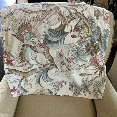 Pottery Barn 100% Organic Cotton EURO SHAM Palamplore Floral w Gorgeous Birds-image