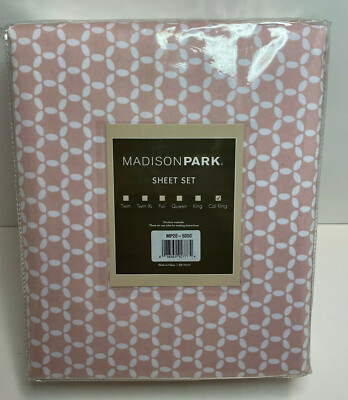New Madison Park Microcell Geometric Print California King Sheet Set Pink Blush-image