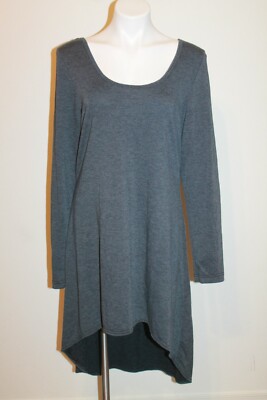 Hard Tail Forever Scoop Neck Dip Hem Knit Dress sz L Blue Heather -image