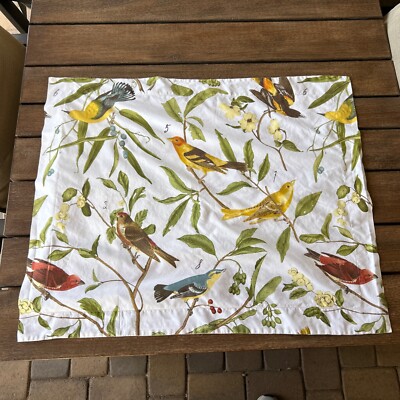 Pottery Barn Spring Sparrow Standard Pillow Sham 29x24 Songbirds 5% Organic-image