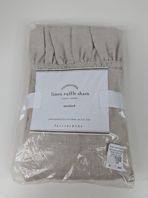 Pottery Barn Linen Ruffle Standard Pillow Sham Natural Color 26