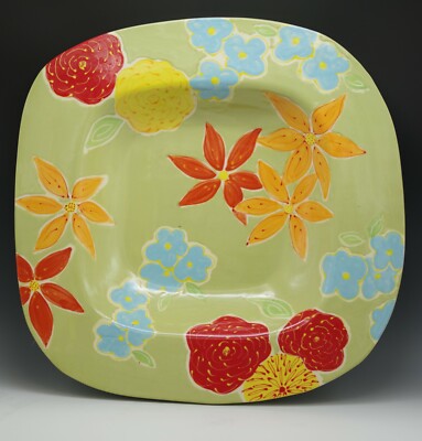 HEATHER SHADRON STUDIO POTTERY HUGE SQUARE BOWL 17.5