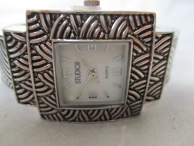 Studio Time Silver Toned STYLISH Cuff Band Wristwatch-image
