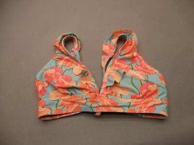 dip Size L Womens Multicolor Ruffle Lined Wireless Back Closure Bikini Top 3K-image