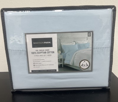 Madison Park 500 TC Egyptian Cotton Blend 4-Pc. Sheet Set Queen Light Blue-image