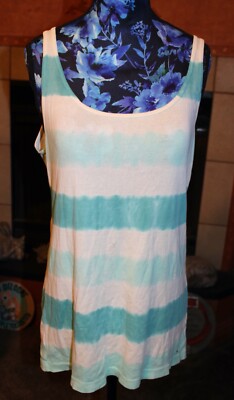 XL NWT Women's Ann Taylor Loft Dip Dyed Striped Lightweight Tank-image