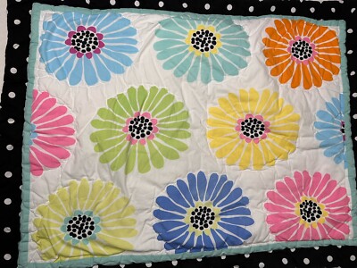 Pottery Barn Teen Multicolor Flowers Polka Dots Standard Quilted Pillow Sham-image