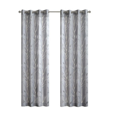 Madison Park Sheer Bird Window Panel in Grey Finish MP40-3596 One Panel New-image