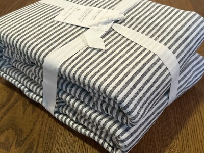 NWT Pottery Barn Wheaton Stripe Linen/Cotton Duvet Cover KING/CAL Yarn-Dyed Gray-image