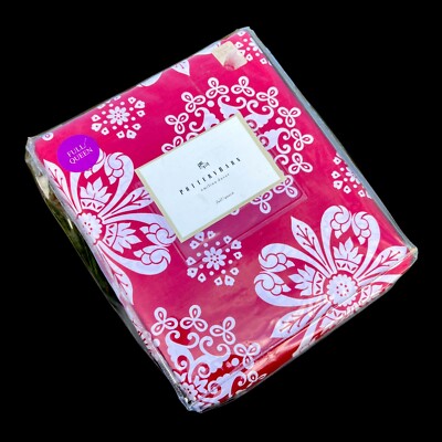 Pottery Barn Red & White Emilina Duvet Full/Queen NIP-image