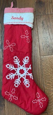 Large Cotton Pottery Barn Snowflake Christmas Stocking Monogram 