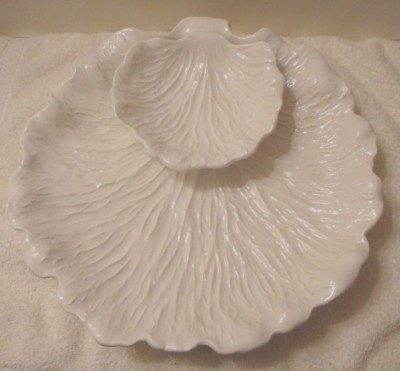 Large Studio Art Pottery Shell Shaped Chip N' Dip Serving Tray WP Mark WD, USA-image
