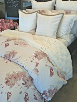 Pottery Barn Bateau Asian Toile Duvet Cover Pink Queen 2 Std Shams Blush Rare🦩-image