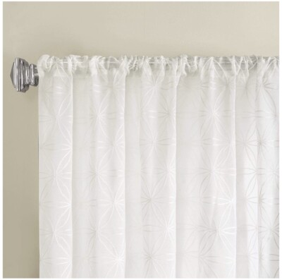 (2) Madison Park Gemma Sheer Embroidered Window Panels MP40-1594 - 50