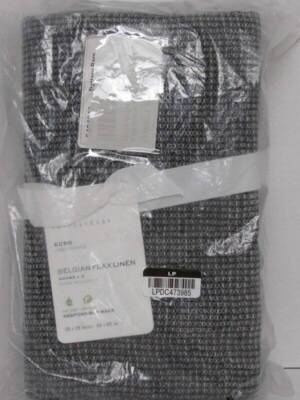 Pottery Barn Belgian Flax Linen Waffle Euro Shams Set/3 Ebony NWT-image